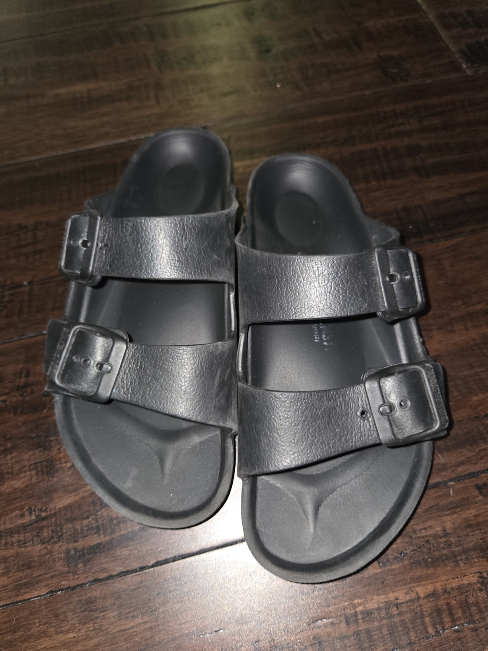 Birkenstock Look Alike Black Double Buckle Slide Sandals
